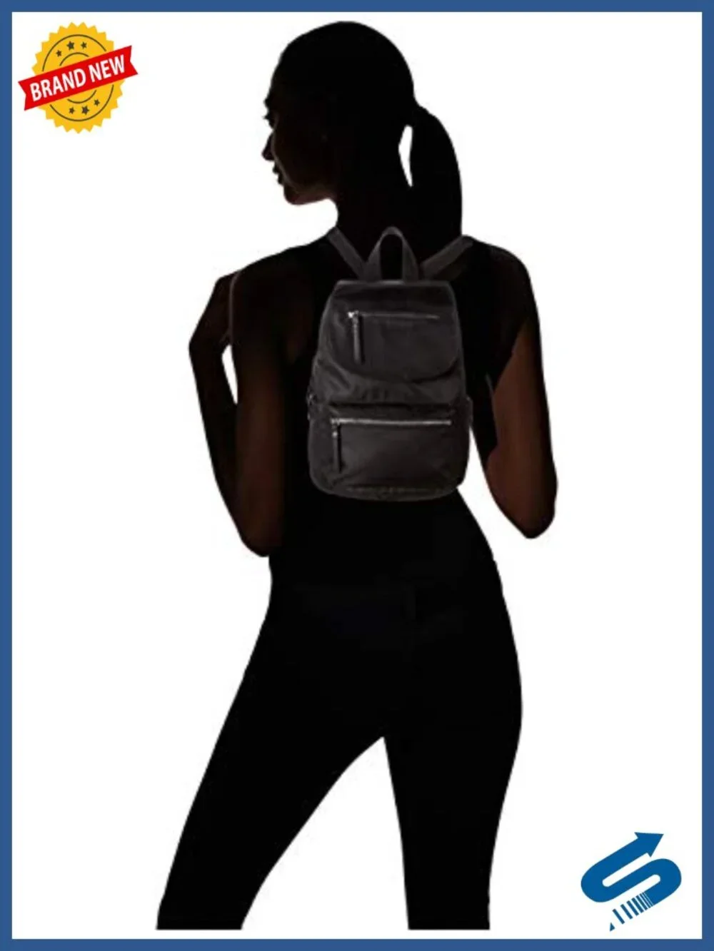 Nylon Flap Backpack with Cell Phone Holder, Lightweight, Checkpoint Friendly